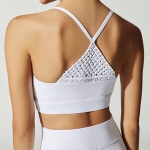 White Carbon38 Xs Sports Bra With Macrame Back Detail